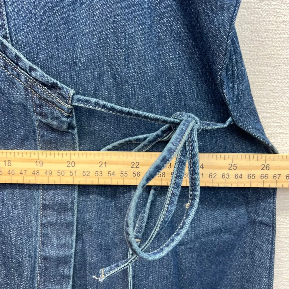VTG 90s Carolina Blues Plus Denim Wrap Dress 28W Short Sleeve V Neck Tie Waist - Picture 6 of 8